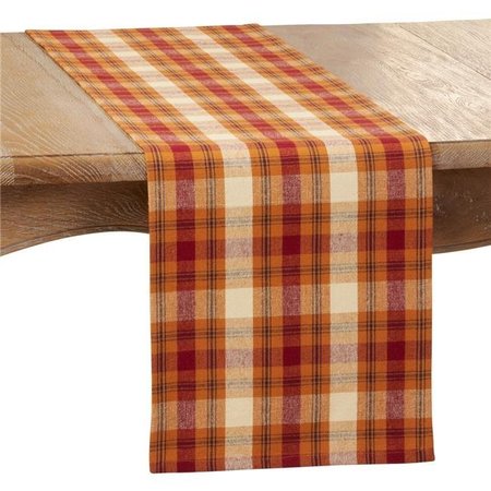 SARO LIFESTYLE SARO 1910.RU1372B 13 x 72 in. Oblong Rust Large Plaid Design Table Runner 1910.RU1372B